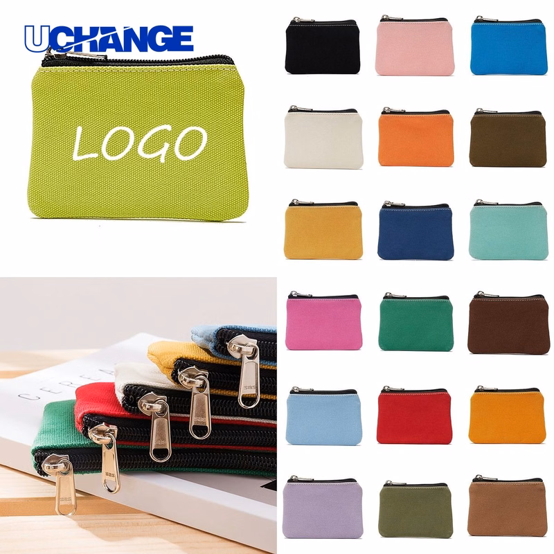 Canvas Zipper Coin Pouch for Storage and Retail