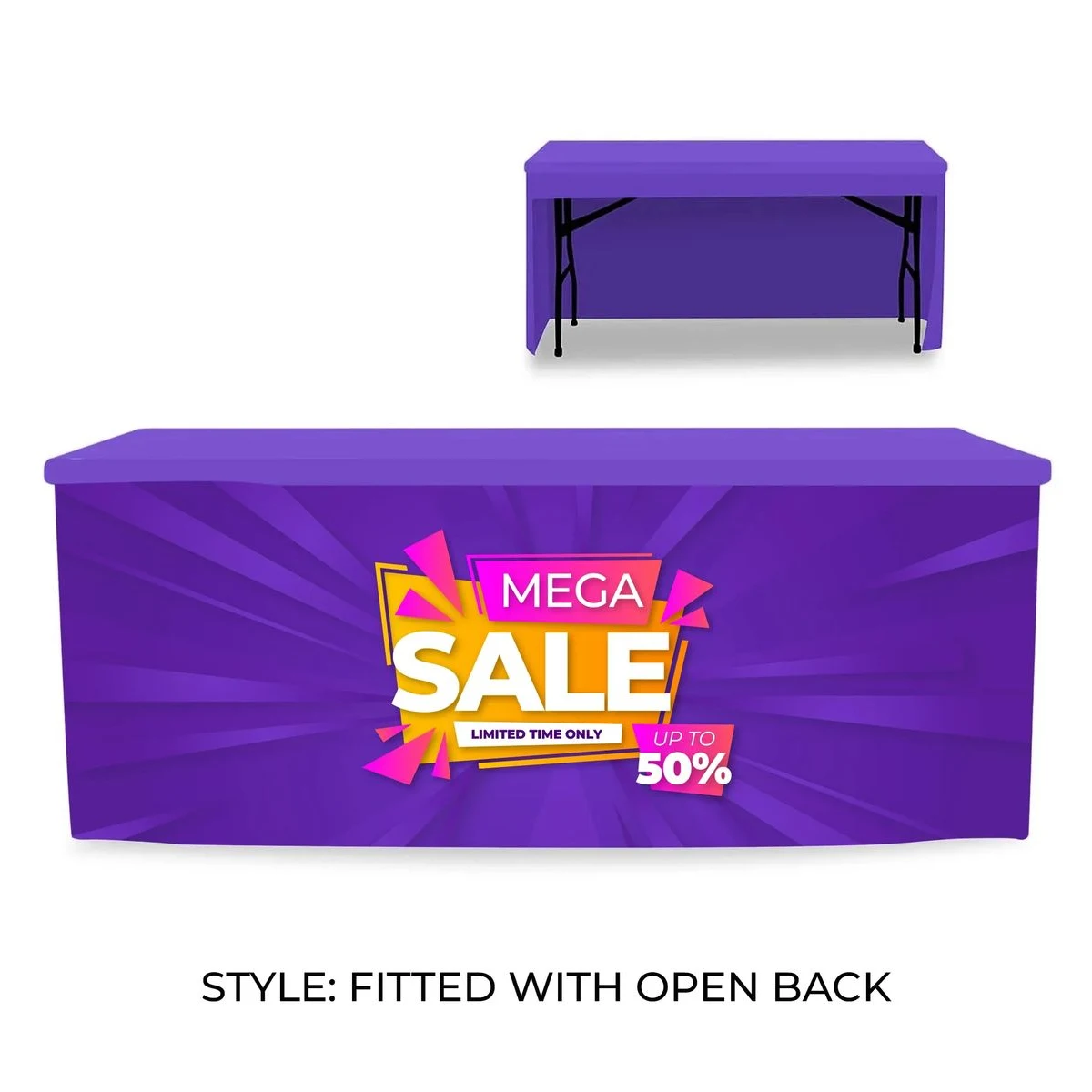 8' Table Cover Fitted Throw w/ Open Back 1