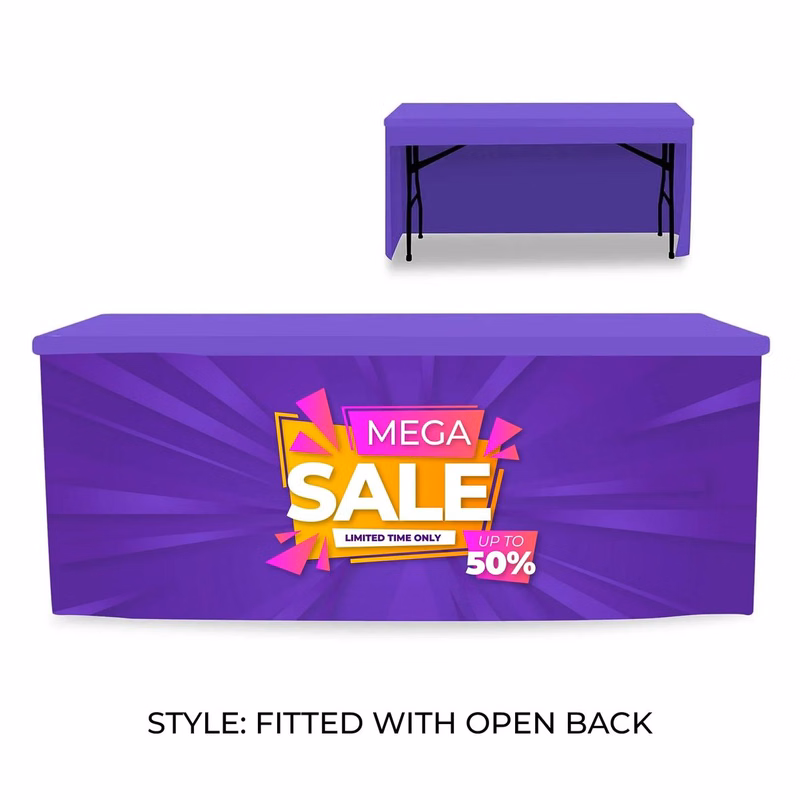 8' Table Cover Fitted Throw w/ Open Back