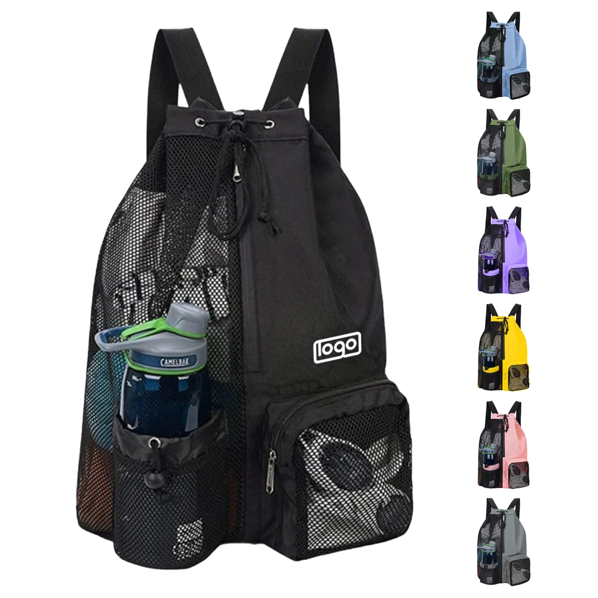Nylon Beach Drawstring Mesh Backpack 1