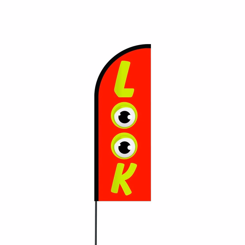 Look (Red) Flag Kit 11' Feet Feather Flag Sign Outdoor Banner
