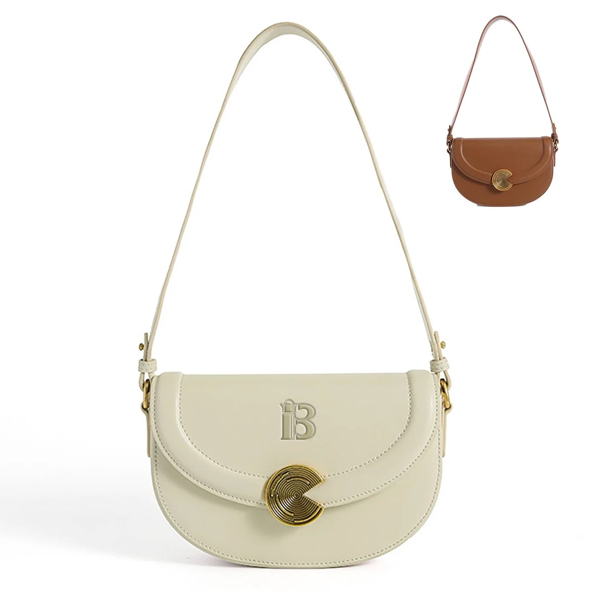 Genuine Leather Saddle Tote Bag 1