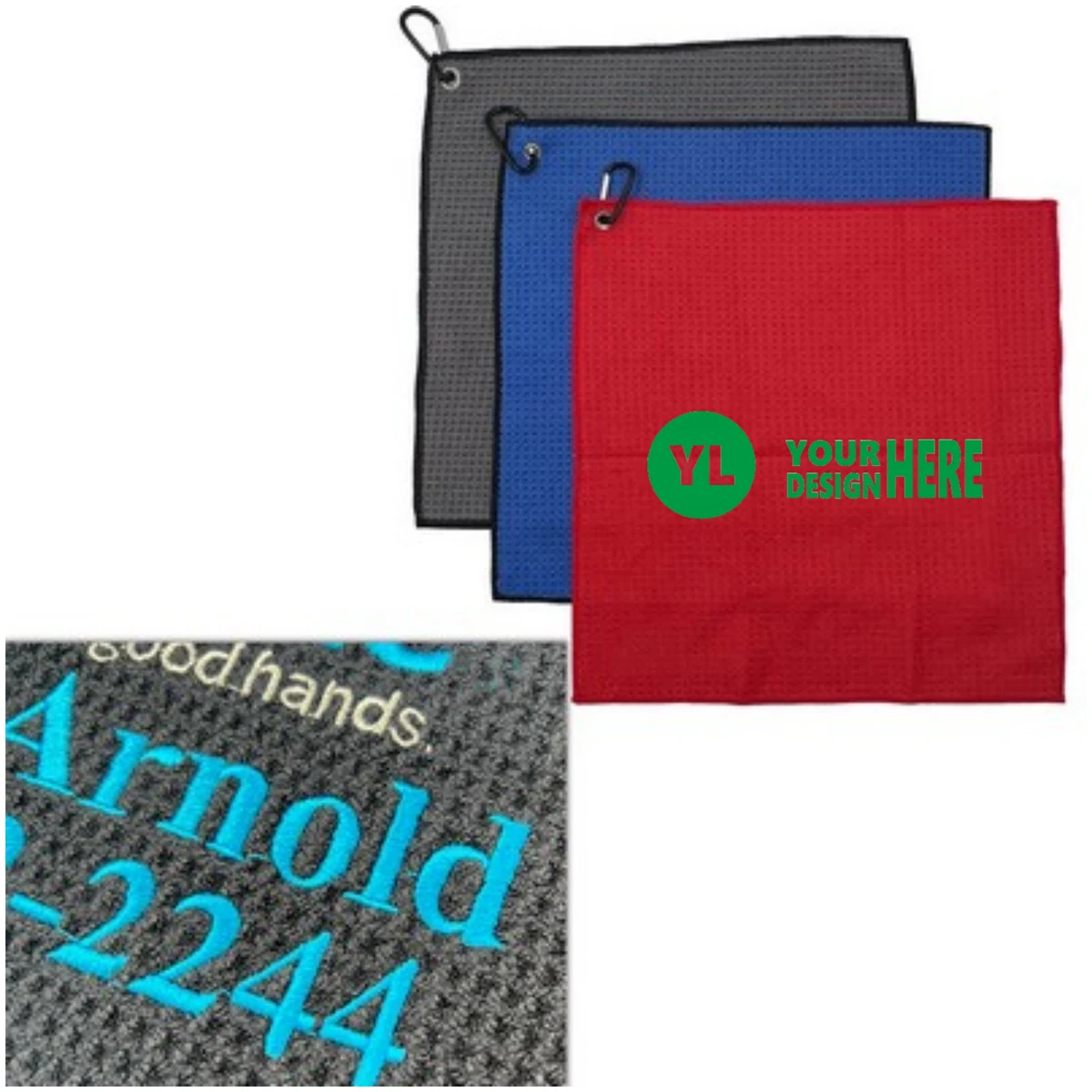 Custom Full Color 12"X12" Car Microfiber Waffle Pattern Cleaning Towel 1