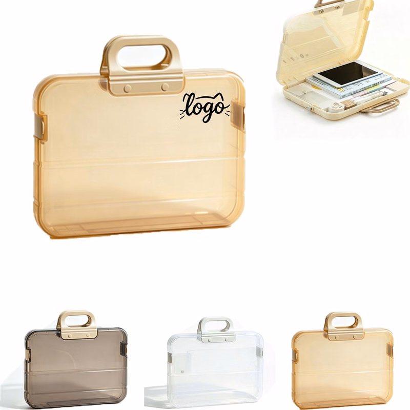 Portable Plastic File Box with Ergonomic Carry Handle