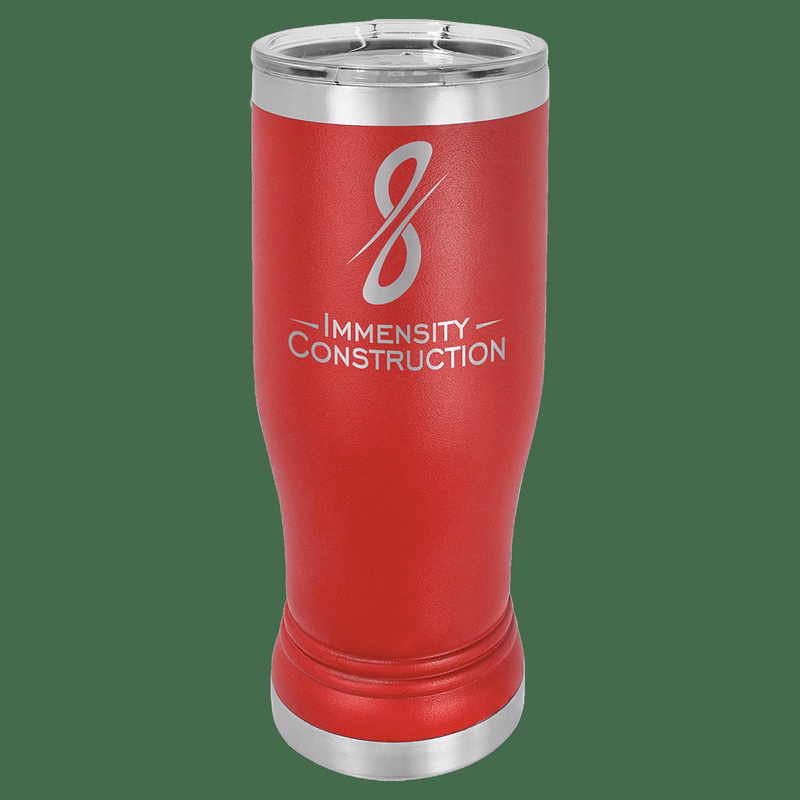 14 oz. Red Laser Engraved Polar Camel Pilsner Tumbler w/Clear Lid