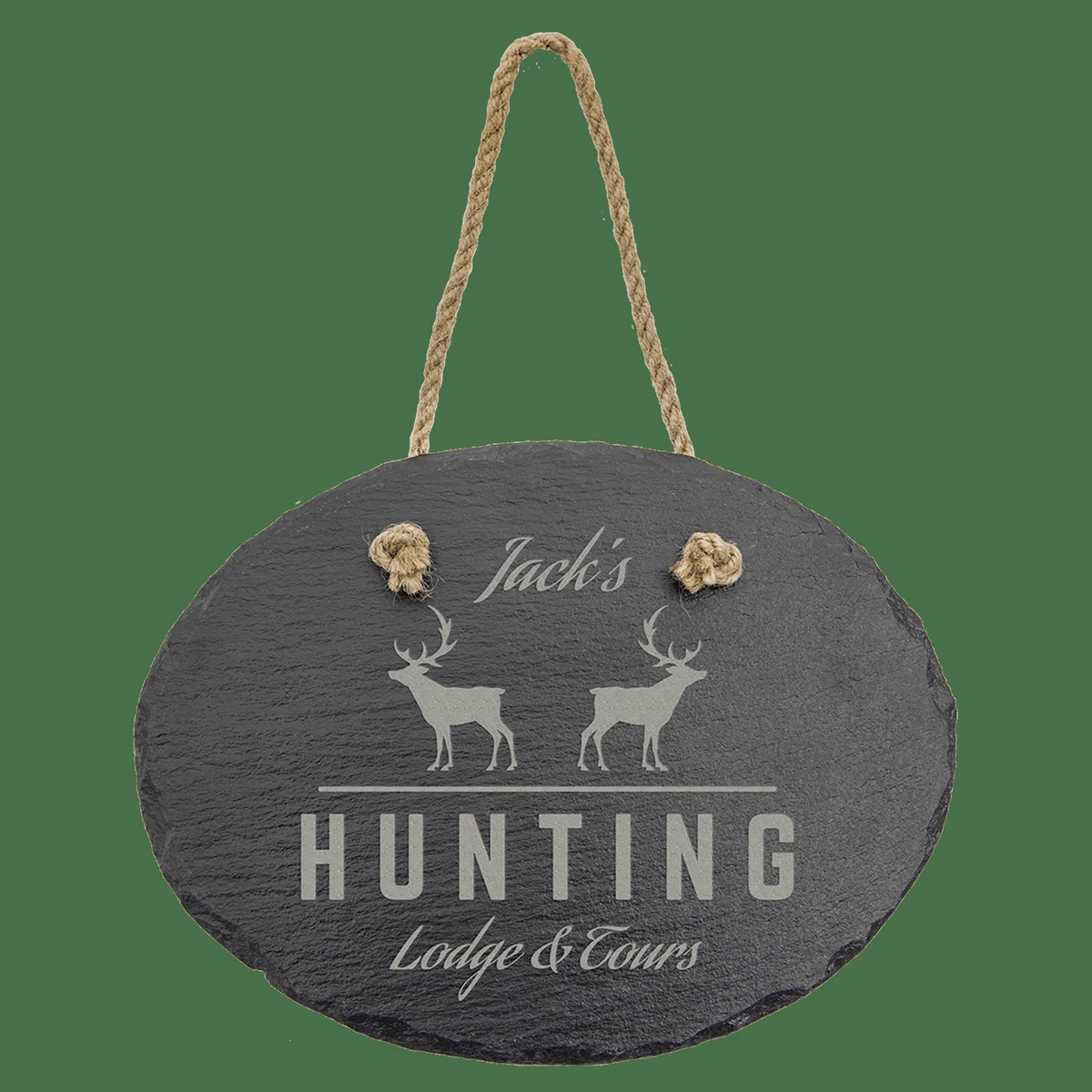 7 3/4" x 6" Charcoal Gray Oval Slate Decor with Hanger String 1