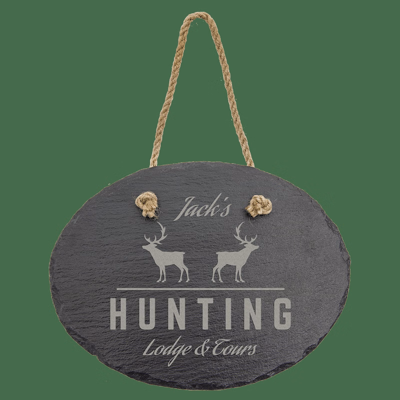7 3/4" x 6" Charcoal Gray Oval Slate Decor with Hanger String