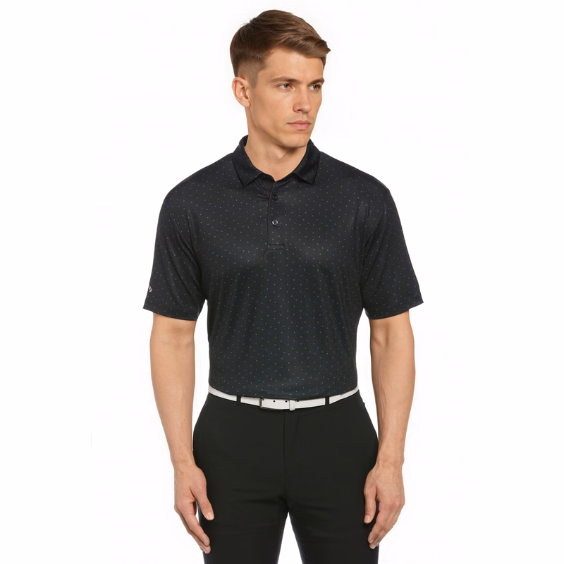 Men;s Short Sleeve Micro Chev Print Golf Polo