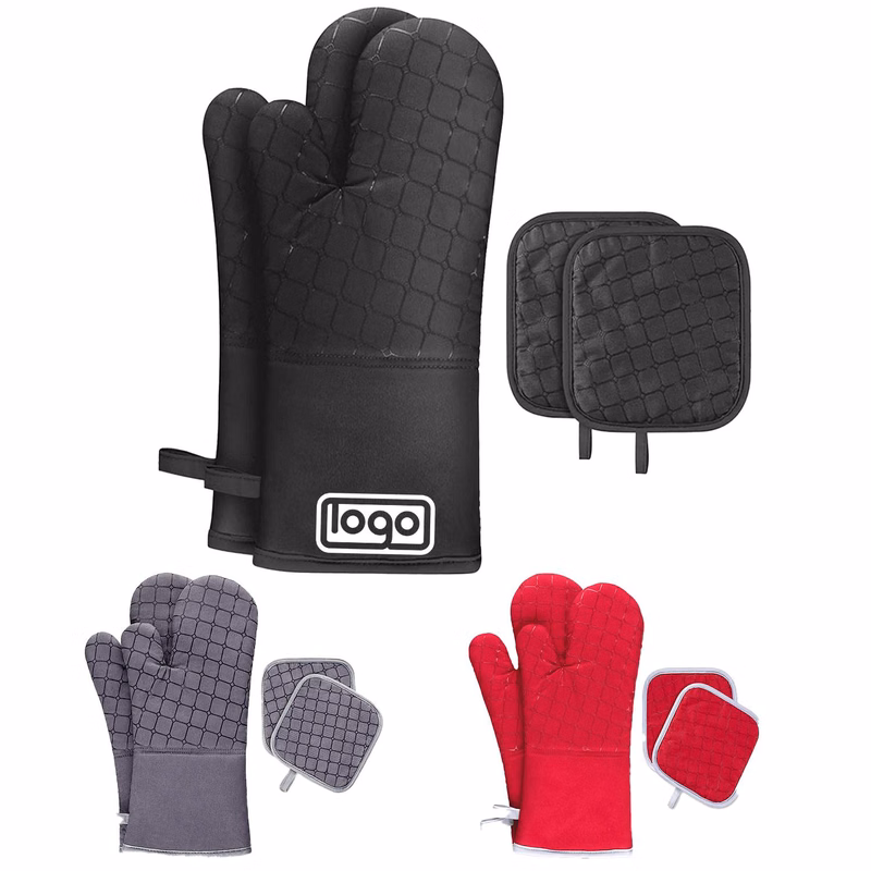 Heat Resistant Non Slip Silicone Oven Mitts Set