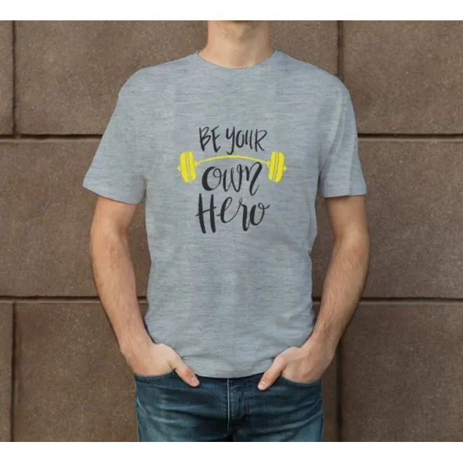 Men's Cotton Printed T-Shirt - Crew Neck - Grey 1