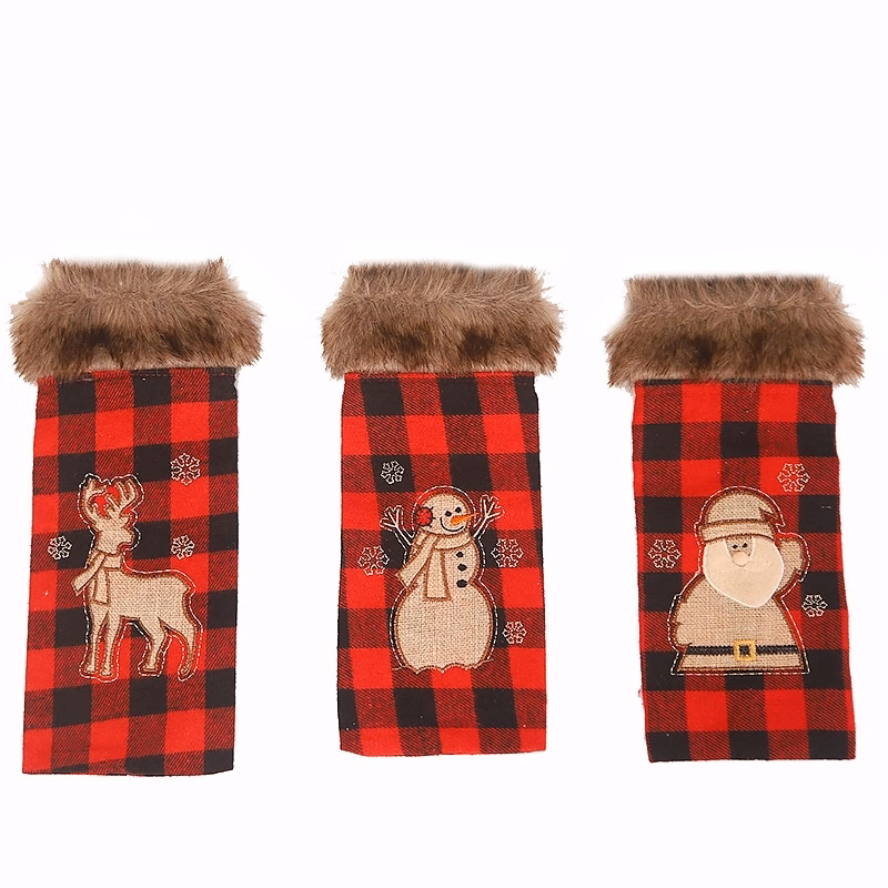 Christmas Red Plaid Wine Bottle Cover