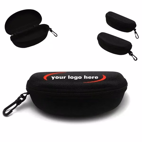 Custom Semi Hard Eyeglass Case With Zipper and Carabiner Clip — Travel Protection