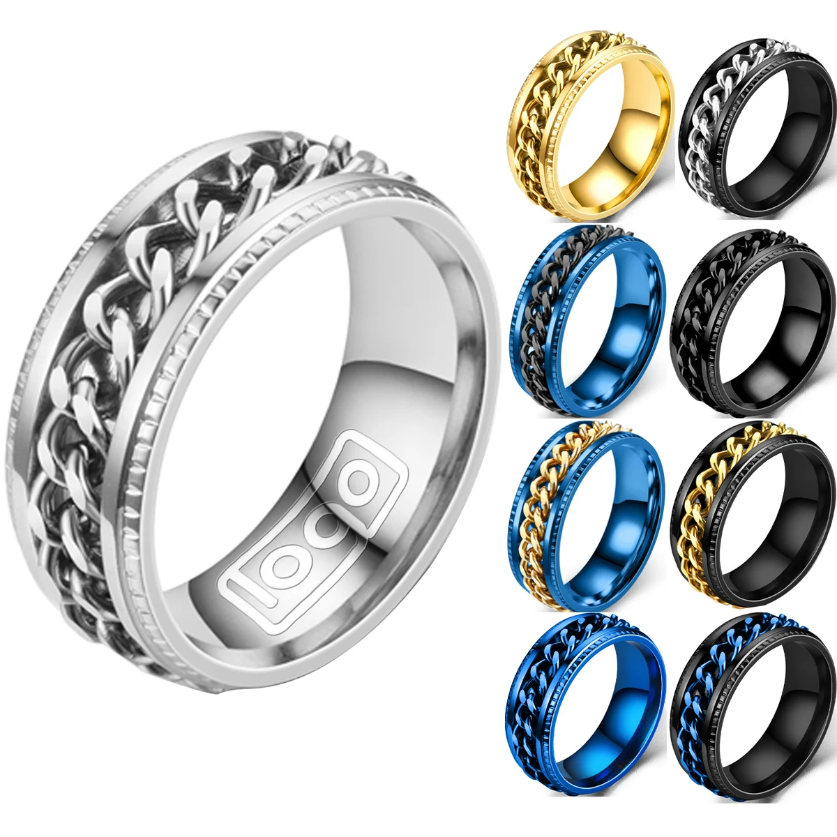 Titanium Steel Fidget Spinner Ring 1
