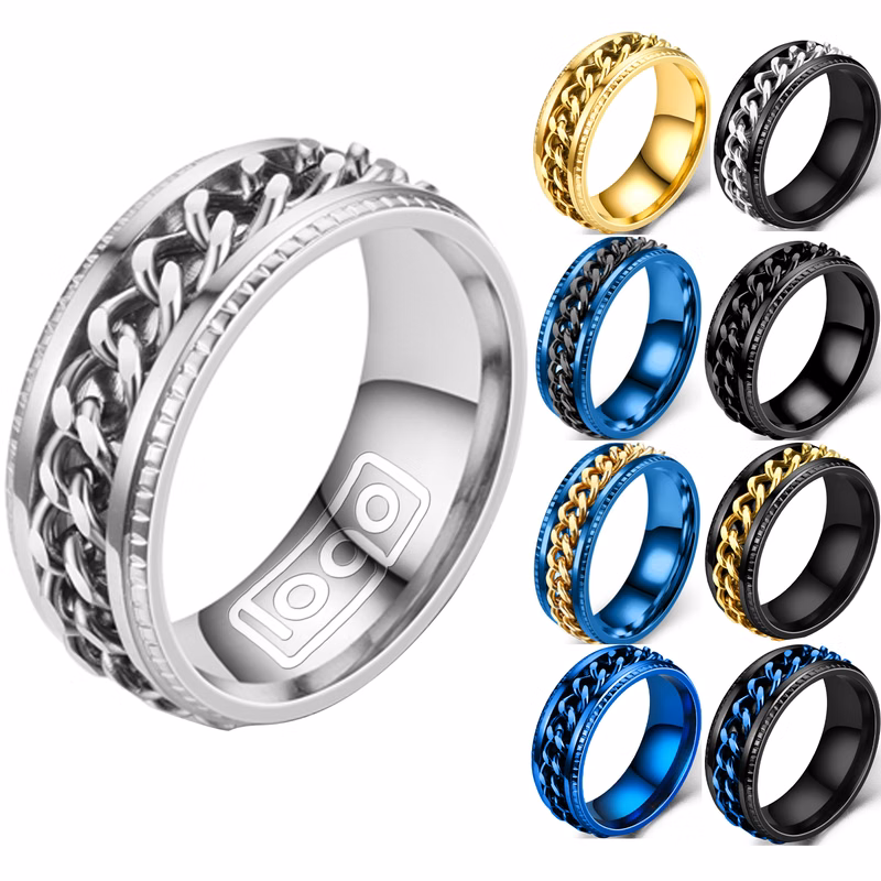 Titanium Steel Fidget Spinner Ring