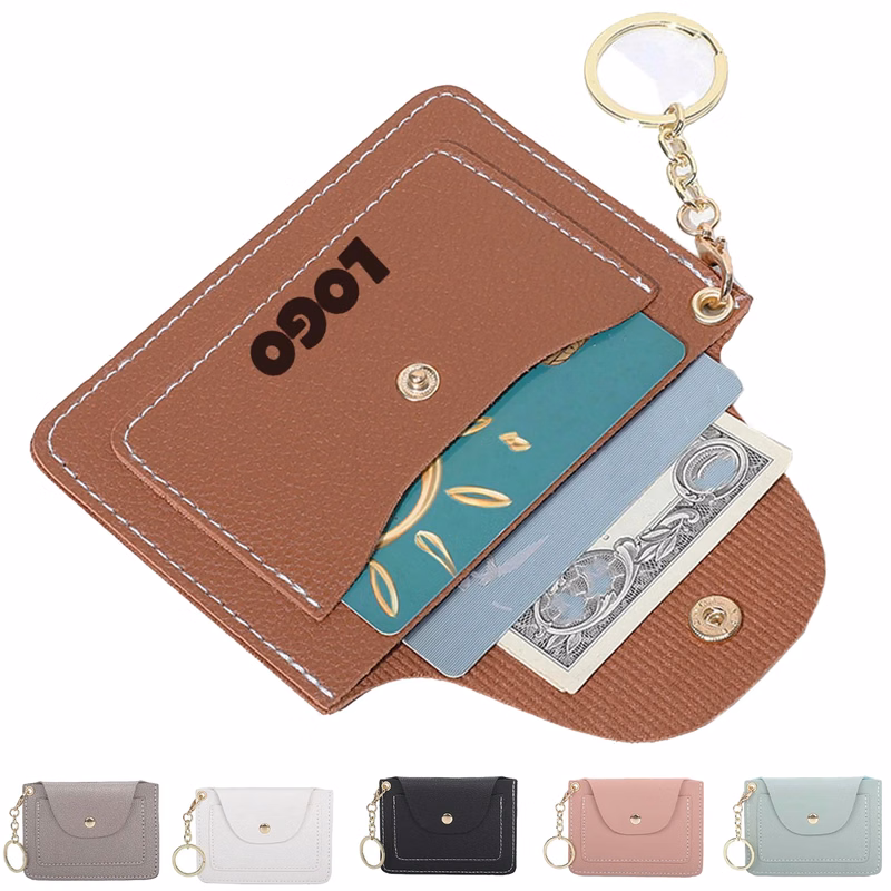 PU Coin Pouch with Card Holder and Keychain