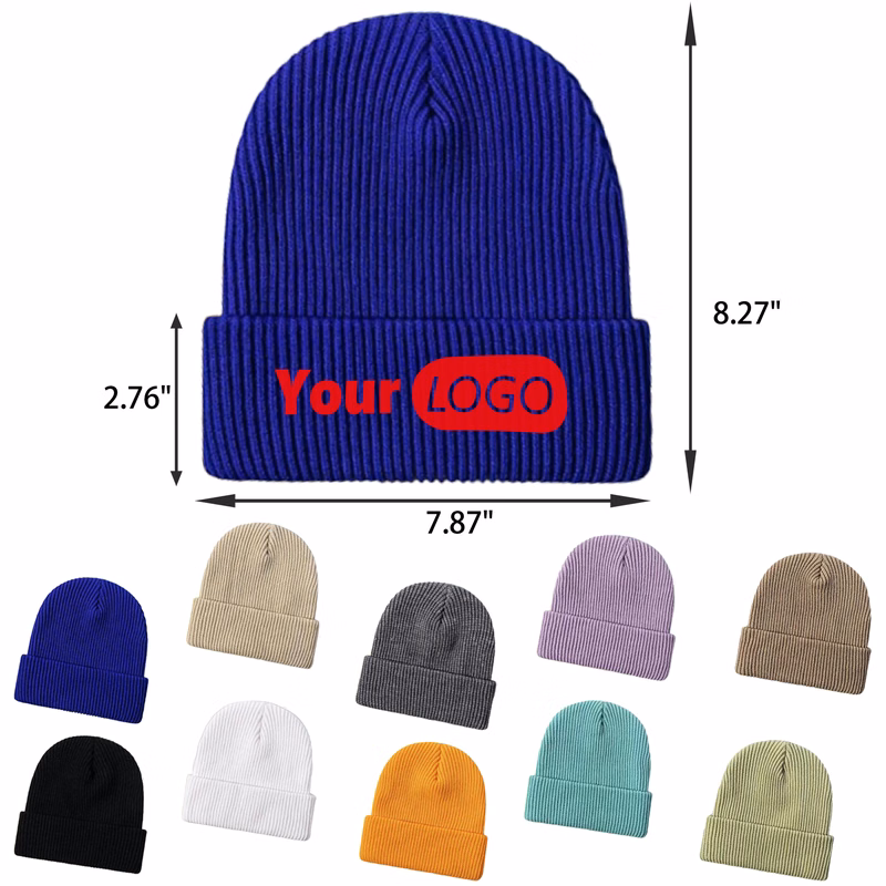 MOQ 20 PCS Solid Color Warm Knitted Hat
