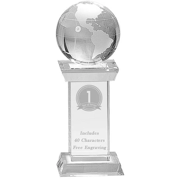 Crystal: 8.25" Globe on Clear Tower 1