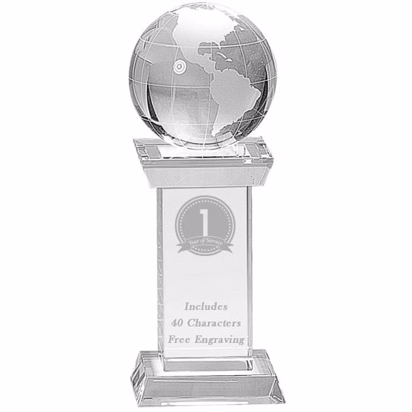 Crystal: 8.25" Globe on Clear Tower