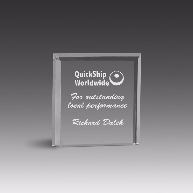 Freestanding Double Bevel Award (4"x4"x1")