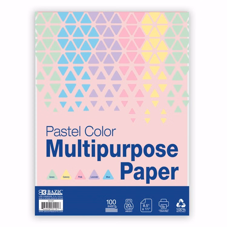 Multipurpose Paper - Pastel Color 100 Pack