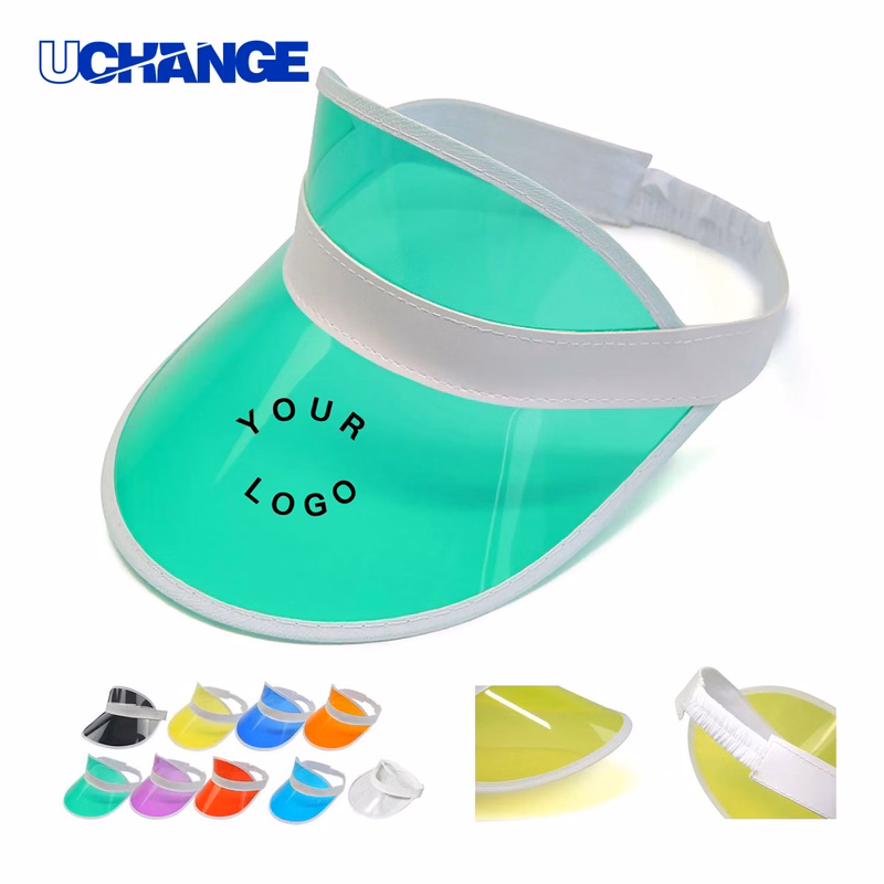 PVC Plastic Visor Hat Headwear with Elastic Adjustable Band