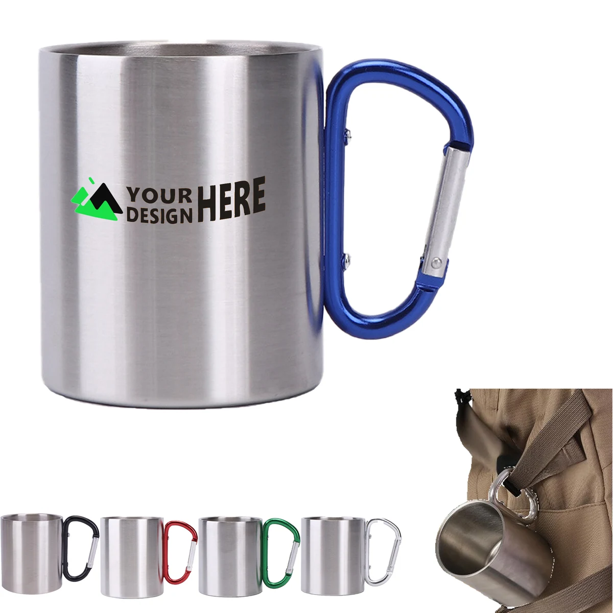 10 oz Carabiner Camping Stainless Steel Mug MOQ 50 1