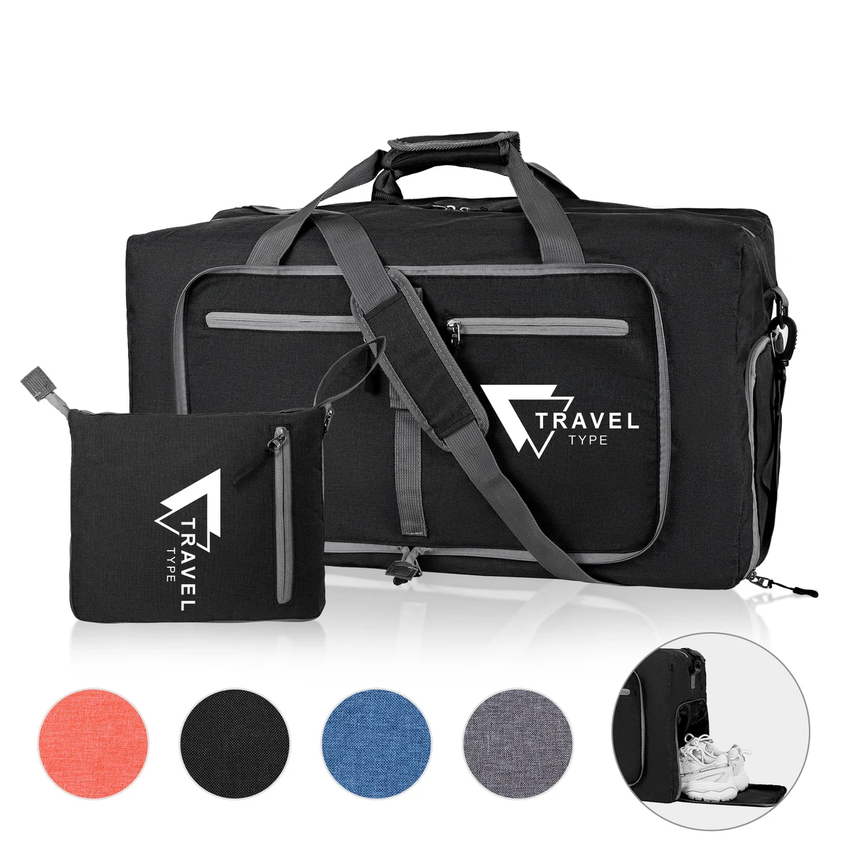 Foldable Travel Duffle Bag With Shoes Compartment 1
