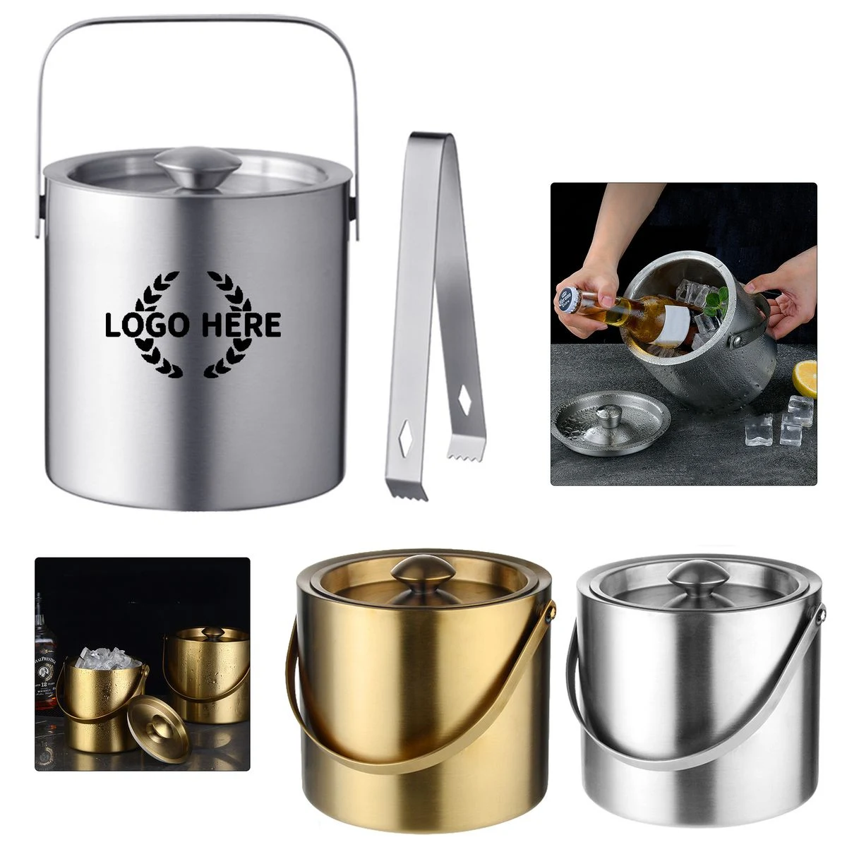 Stainless Steel Ice Cooler Bucket With Clamp 1