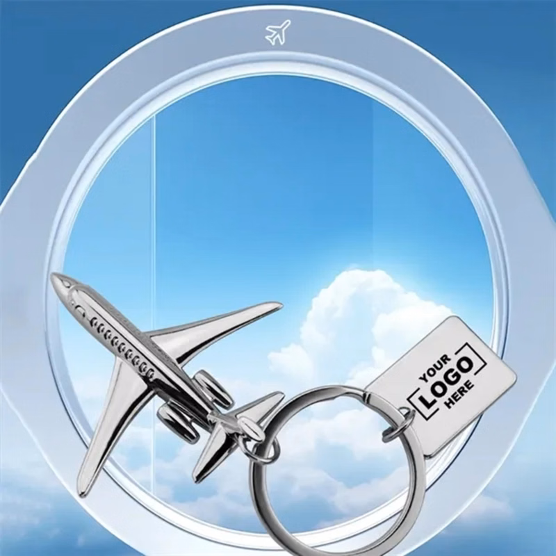 Airplane model metal keychain