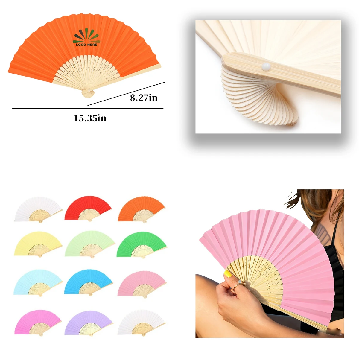 Plain Color Bamboo Hand Fan 1