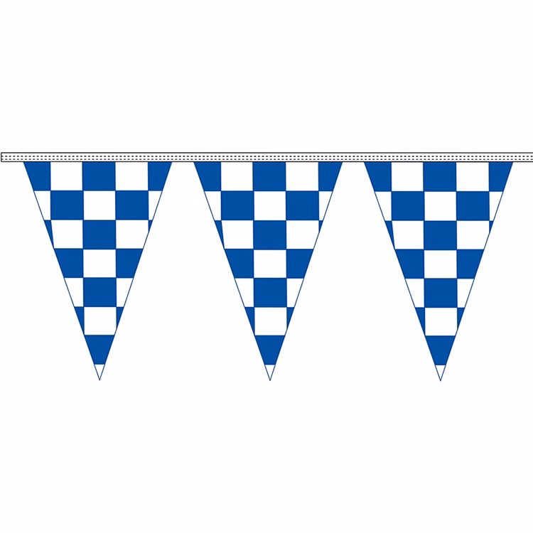 12" x 18" Blue & White Checkered 4 mil. 100' Pennant Strings