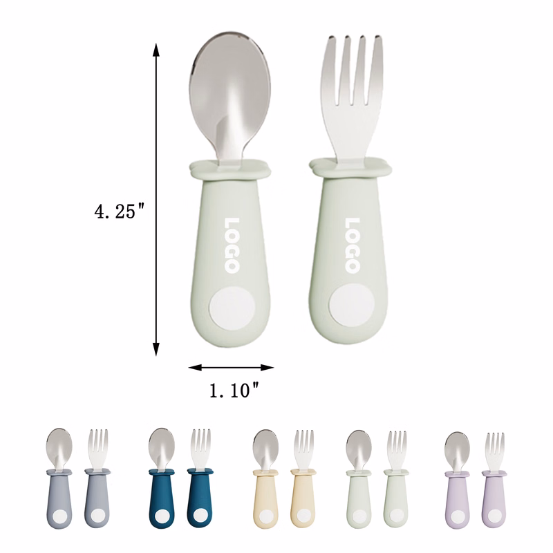 Baby Silicone Utensils Fork and Spoon Set