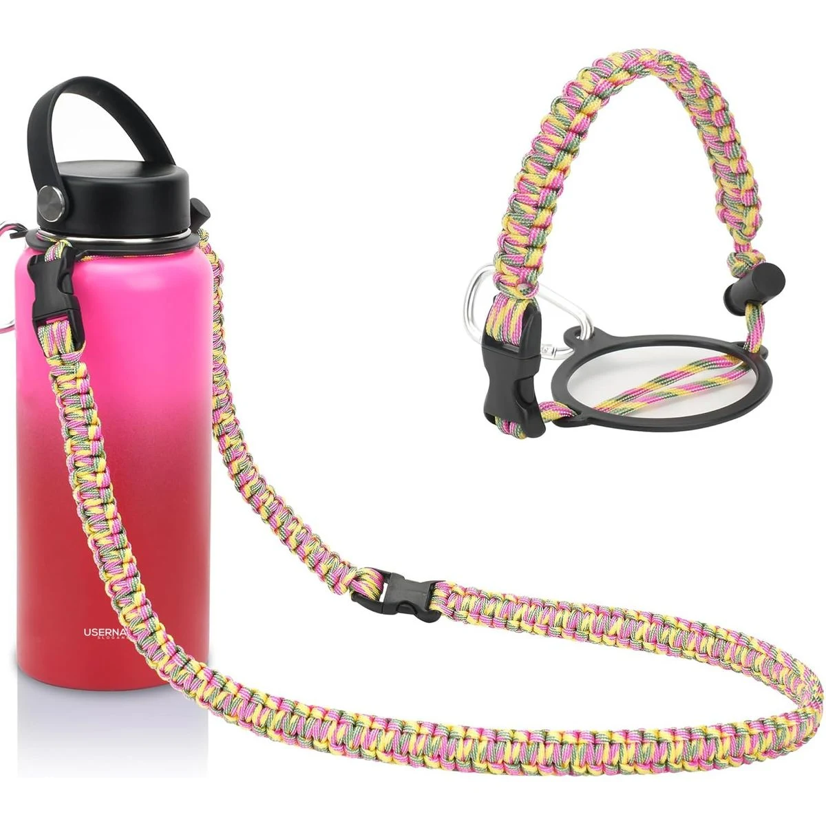 Paracord Handle Carrier Holder with Shoulder Strap,Compatible with Hydro Flask Wide Mouth Water Bott 1