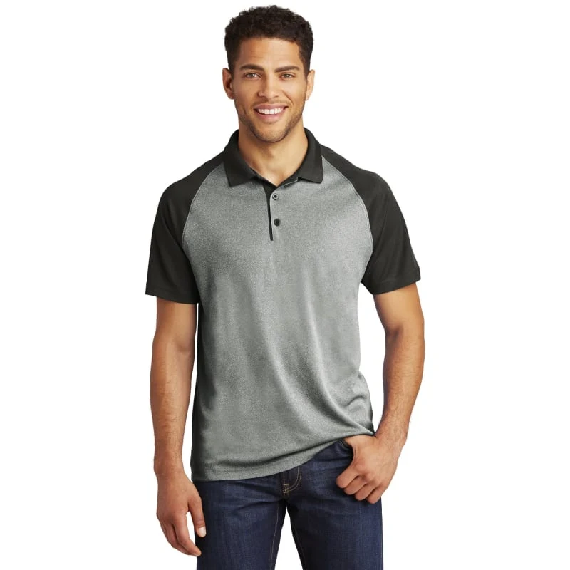 Sport-Tek PosiCharge RacerMesh Raglan Heather Block Polo. 1