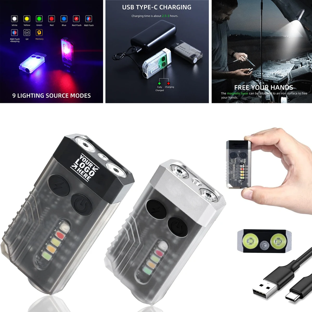 L02 1000 Lumens Rechargeable Mini EDC 365nm UV Light Flashlight Small Pocket Keychain
1
