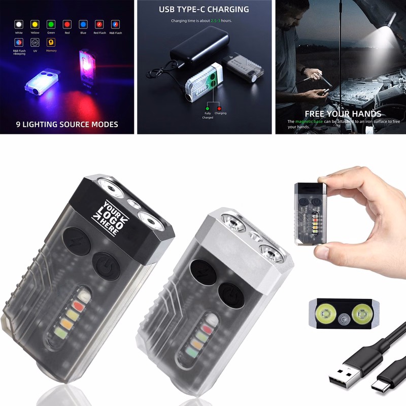 L02 1000 Lumens Rechargeable Mini EDC 365nm UV Light Flashlight Small Pocket Keychain
