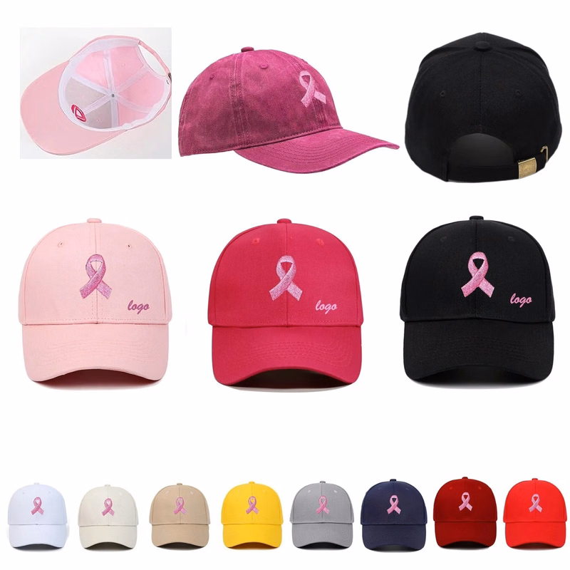 Pink Ribbon Embroidered Cap