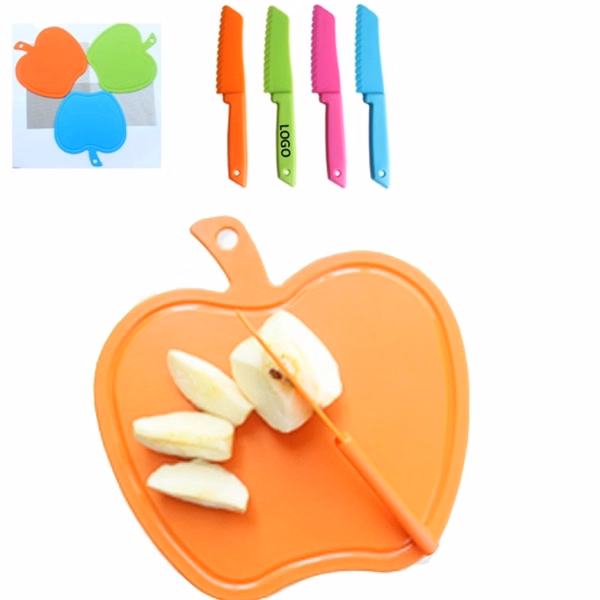 Apple Shaped Cutting Board And Knife Set For Kids