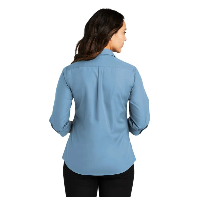 Port Authority Ladies 3/4-Sleeve Carefree Poplin Shirt. 1