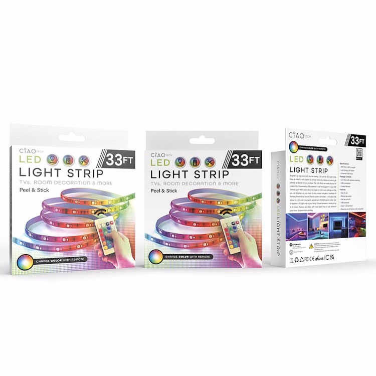 Adhesive LED Light Strips - Remote Control 33'