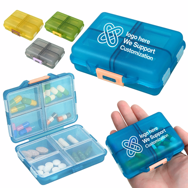 Transparent 8-Slot Travel Pill Case MOQ100