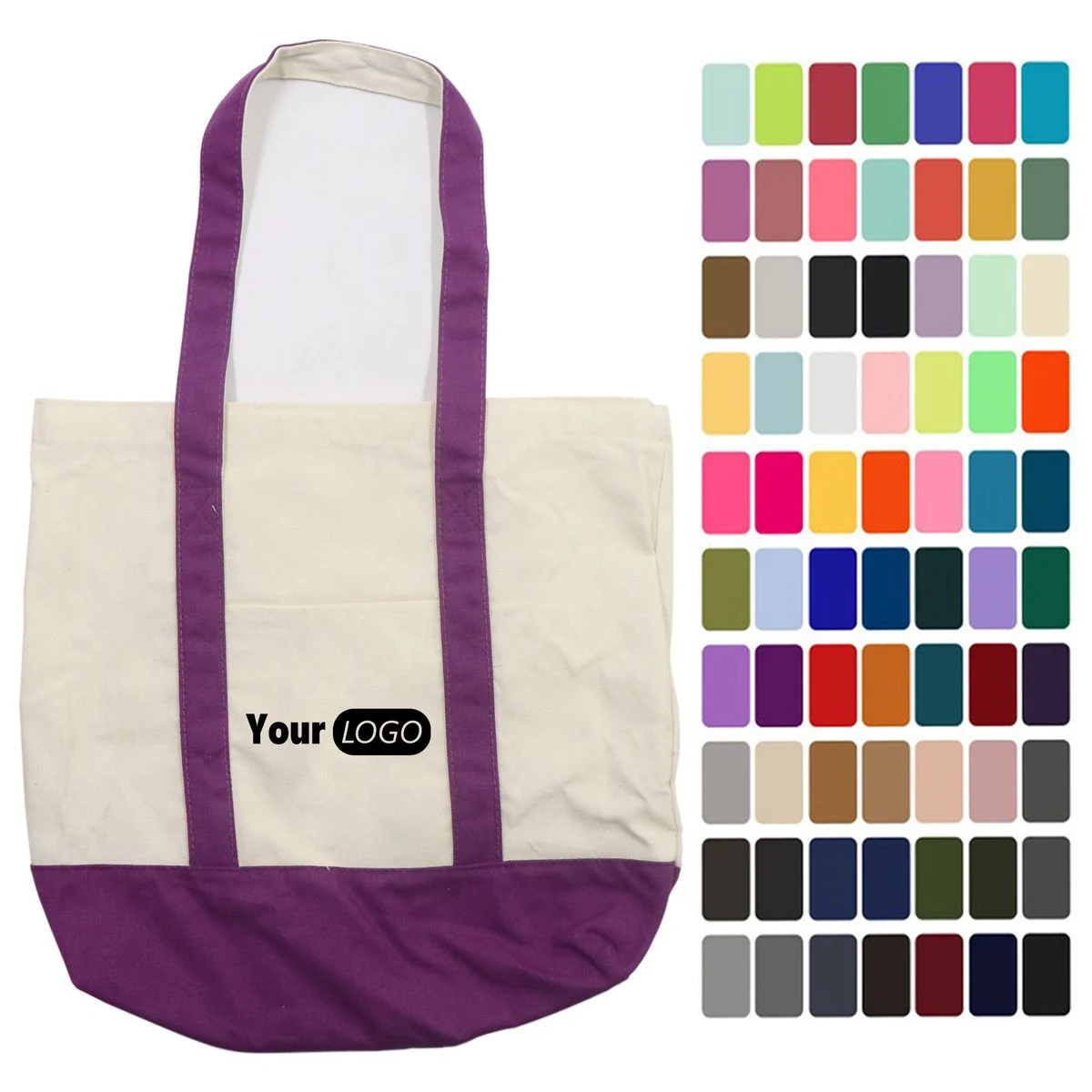 Customizable Color Spliced Canvas Bag, custom tote bag with logo imprint 1