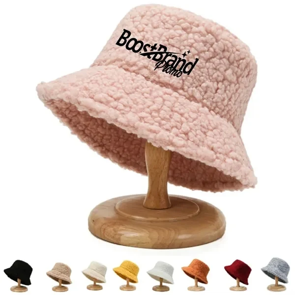 Custom Plush Sherpa Bucket Hat with Full-Color Branding — Cozy Winter Headwear 1