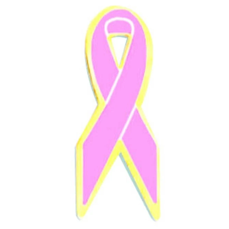 Bright Gold Breast Cancer Awareness Service Lapel Pin 1