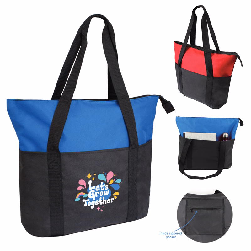 Dual Color Zipper Tote