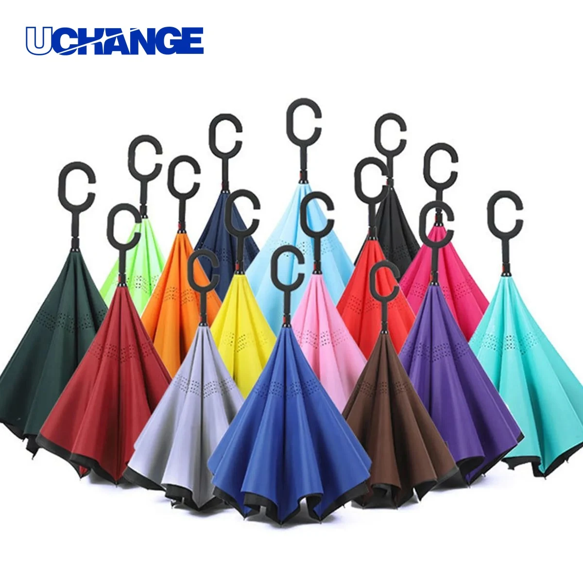 Large Inverted Reverse Umbrella with C-Shaped Handle for Cars 1