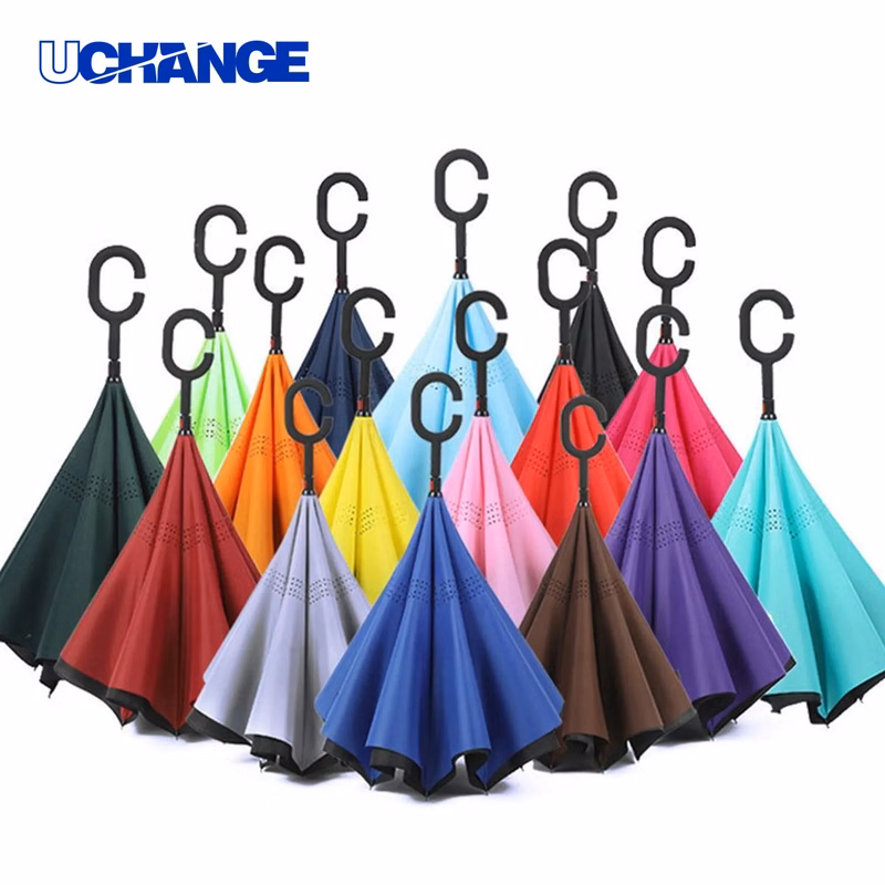 Large Inverted Reverse Umbrella with C-Shaped Handle for Cars