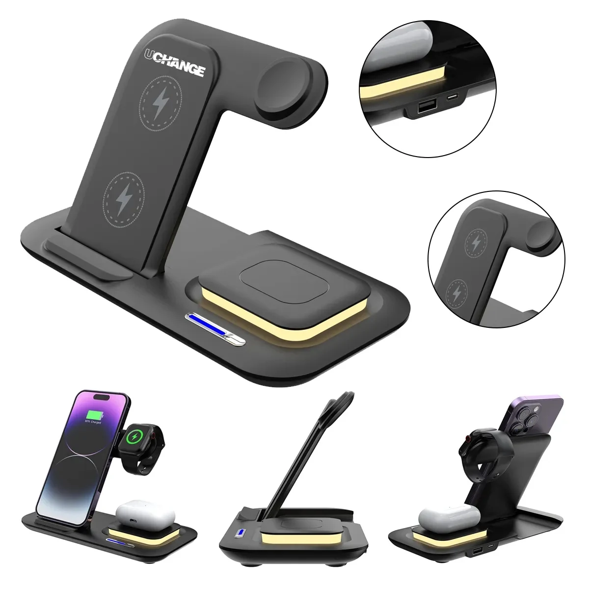 3-in-1 15W Wireless Charging Station For Phone Watch Earphone 1