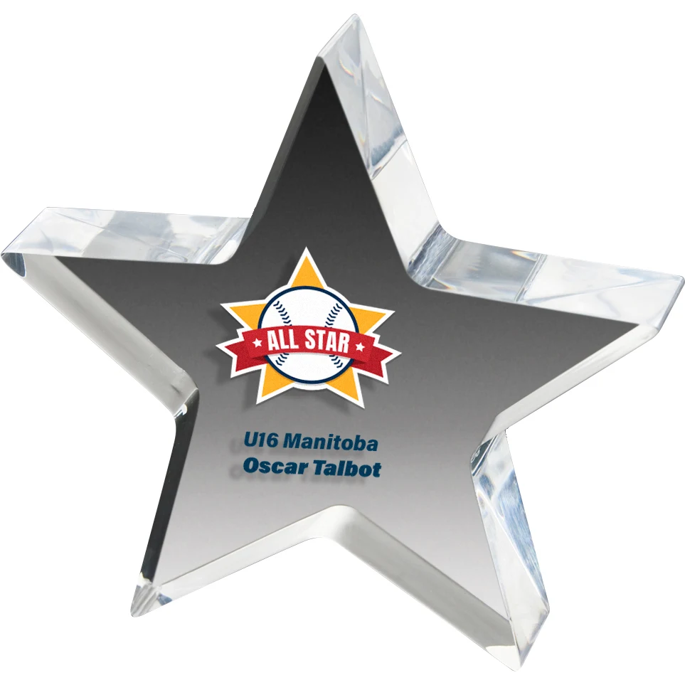 Clear Star Acrylic Paper Weight (5"x 5"x 1") Full Colour PhotoImage 1