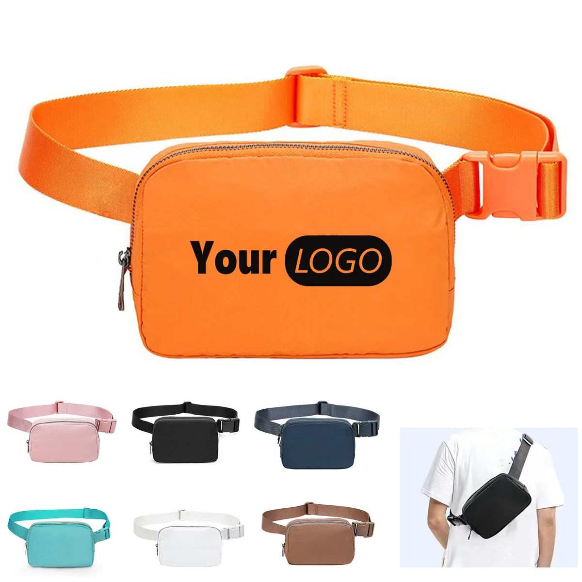 Oxford Fabric Waist Pack With Zipper Pocket 1